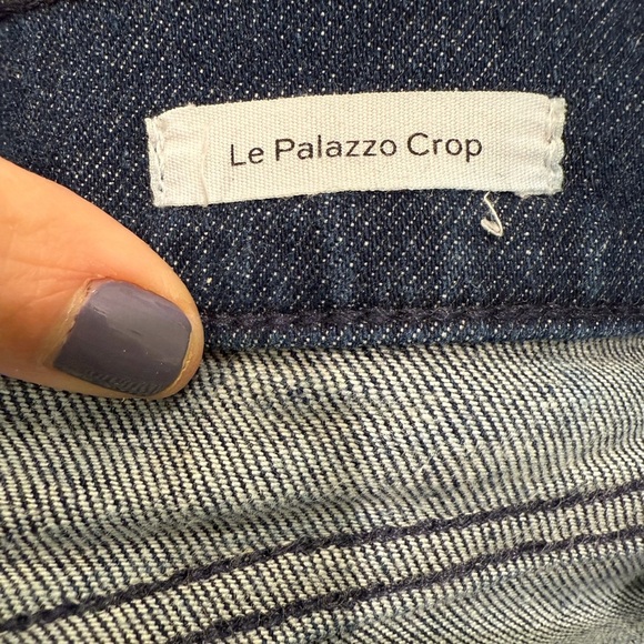 FRAME Le Palazzo Crop Wide Leg High Rise Women's Jeans Dark Wash frayed Size 27 - Picture 6 of 11